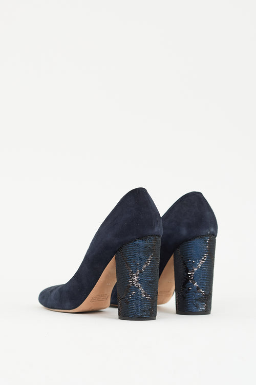 Marc Jacobs Navy Suede & Sequin Pump