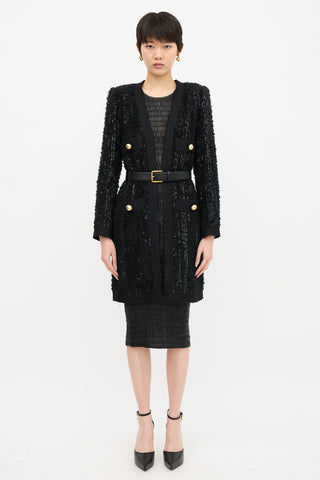 Marc Jacobs Sequined Tweed Long Jacket