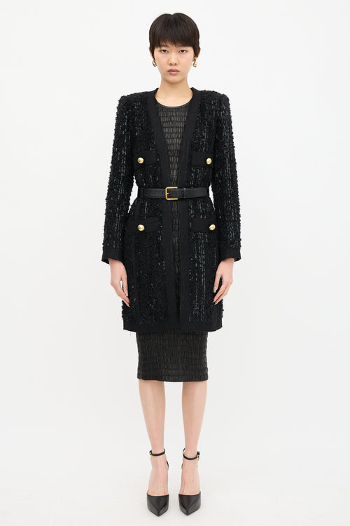 Marc Jacobs Sequined Tweed Long Jacket