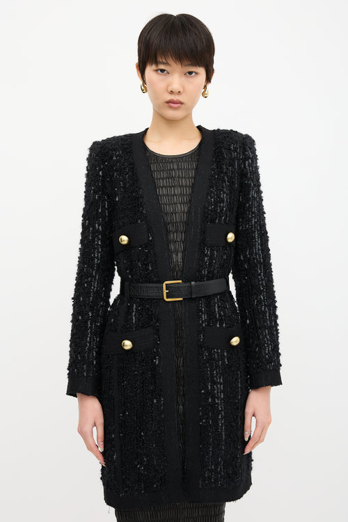 Marc Jacobs Sequined Tweed Long Jacket