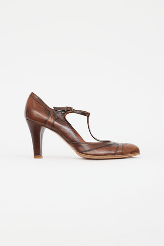 Marc Jacobs Vintage Brown Leather Mary Jane Heel