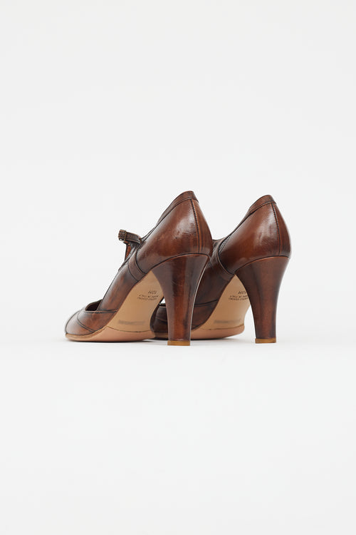 Marc Jacobs Vintage Brown Leather Mary Jane Heel