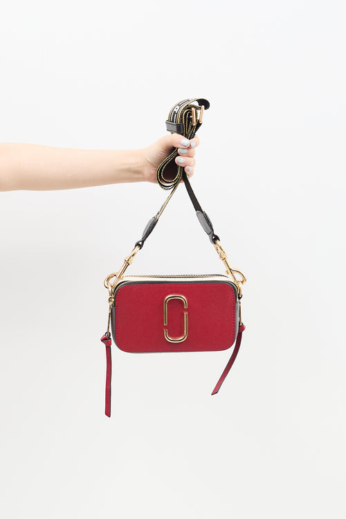 Marc Jacobs Red & Multi Leather Snapshot Bag