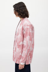Marcelo Burlon Red & White Woven Denim Jacket
