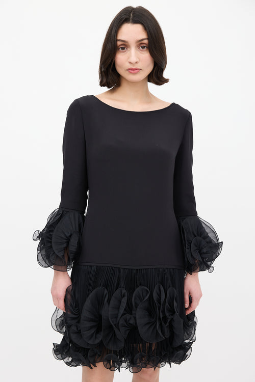 Marchesa Resort 2011 Black Pleated Ruffle Mini Dress