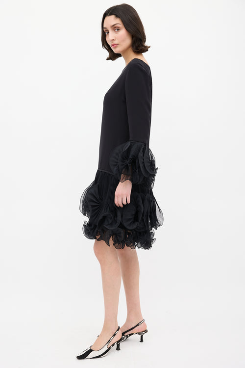 Marchesa Resort 2011 Black Pleated Ruffle Mini Dress