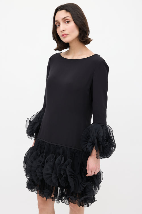 Marchesa Resort 2011 Black Pleated Ruffle Mini Dress