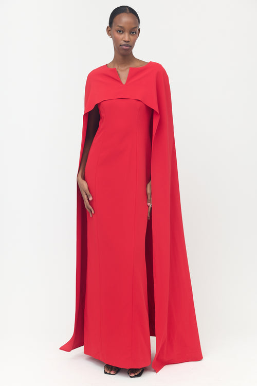 Marchesa Notte Cape Maxi Dress