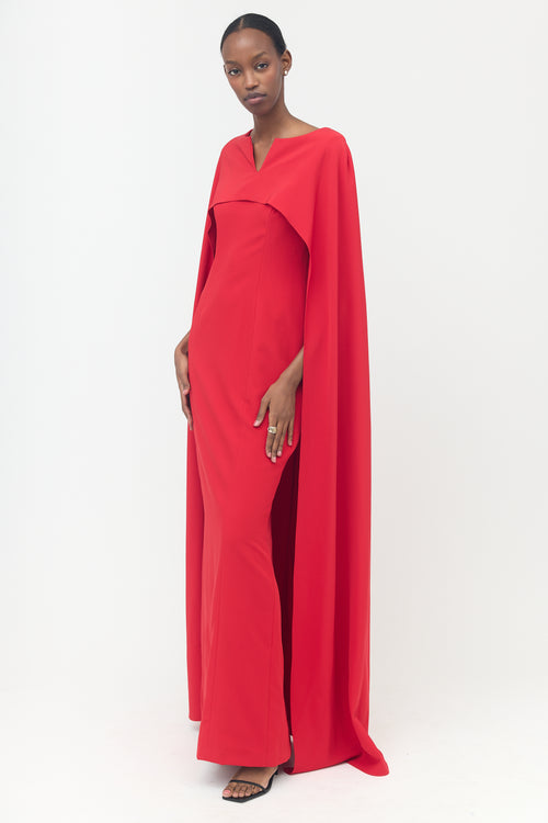 Marchesa Notte Cape Maxi Dress