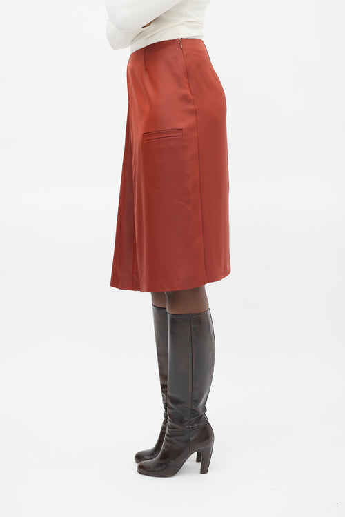 Marco De Vincenzo Red Side Pleated Midi  Skirt