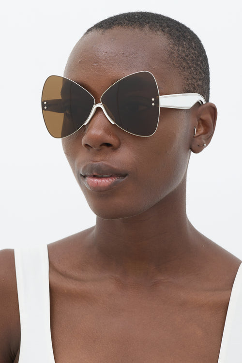 Marco de Vincenzo White & Silver SDR075 Angular Sunglasses