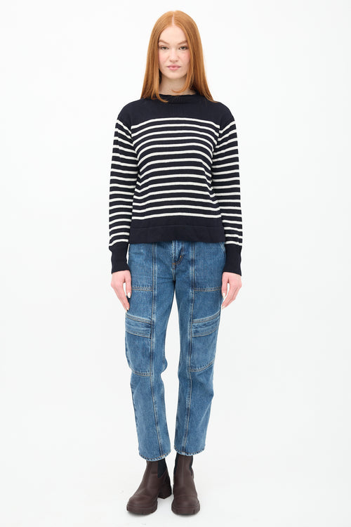 Margaret Howell Navy & White Striped Sweater