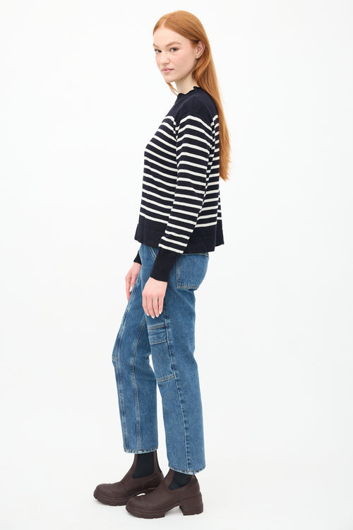 Margaret Howell Navy & White Striped Sweater