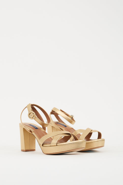 Margaux Gold Metallic Leather Platform Heel