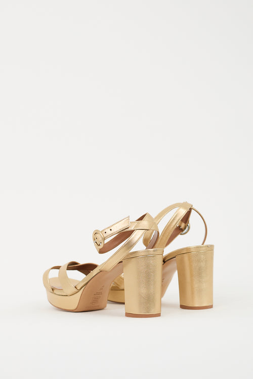 Margaux Gold Metallic Leather Platform Heel