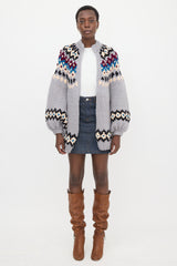 Maridruna Intarsia Open Cardigan
