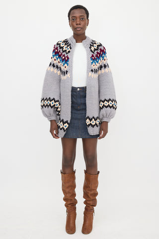 Maridruna Intarsia Open Cardigan