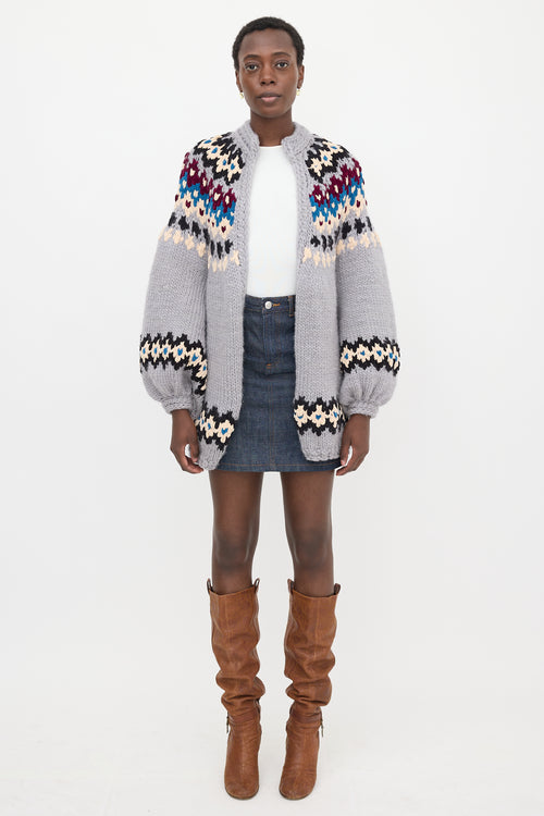 Maridruna Intarsia Open Cardigan