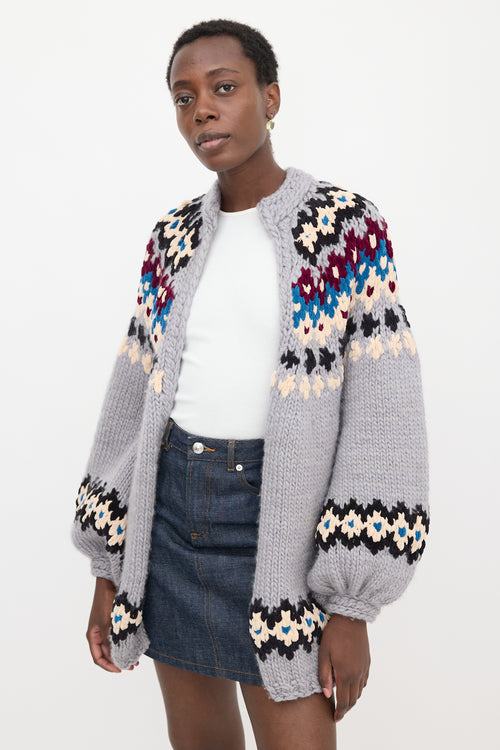 Maridruna Intarsia Open Cardigan