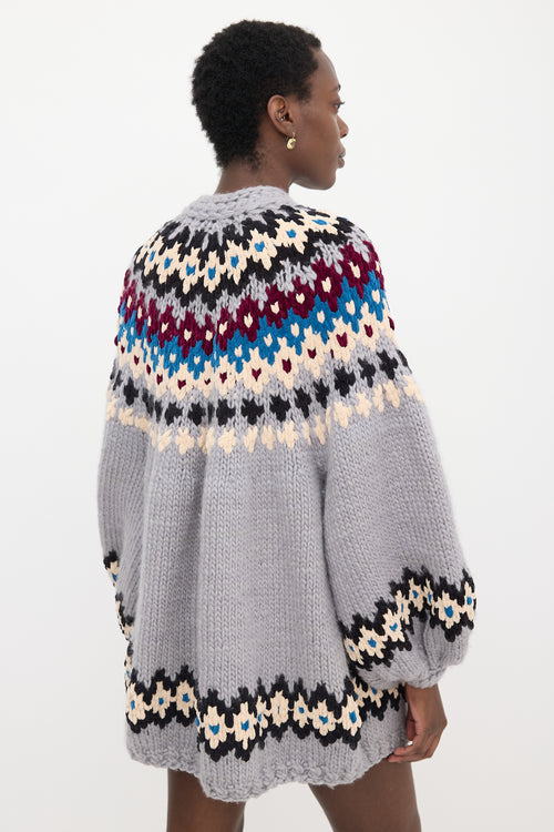 Maridruna Intarsia Open Cardigan