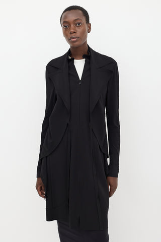 Marie Saint Pierre Black Ruffled Tie Coat