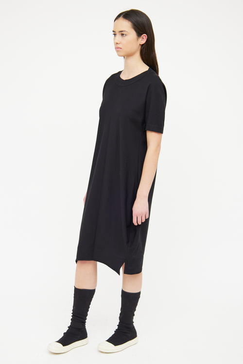 Marie Saint Pierre Black Midi Short Sleeve Dress