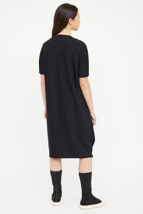 Marie Saint Pierre Black Midi Short Sleeve Dress