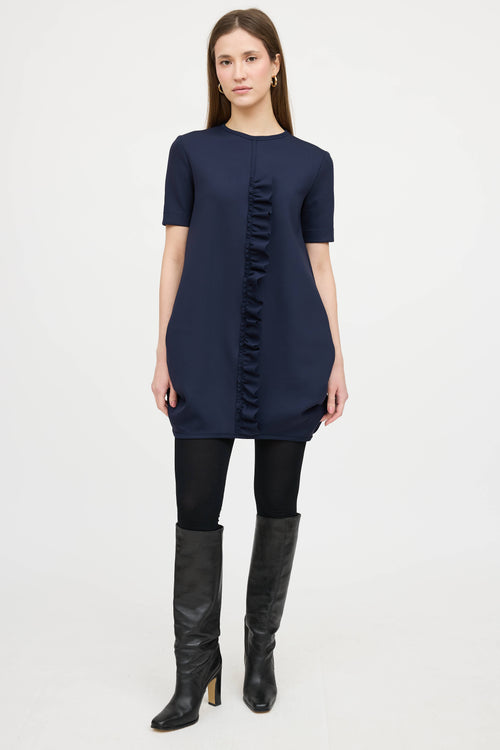 Marie Saint Pierre Ruffled Neoprene Midi Dress
