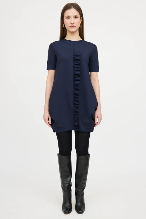 Marie Saint Pierre Ruffled Neoprene Midi Dress