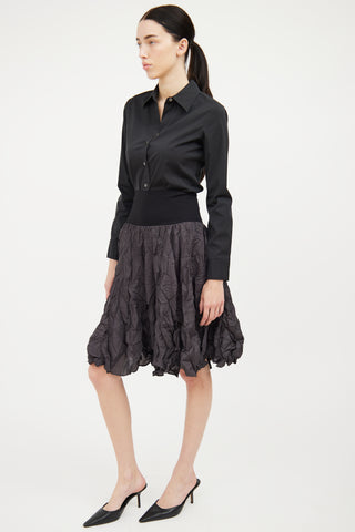 Marie Saint Pierre Black Crepe Midlength Skirt