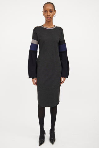 Dark Grey & Multicolour Panelled Dress