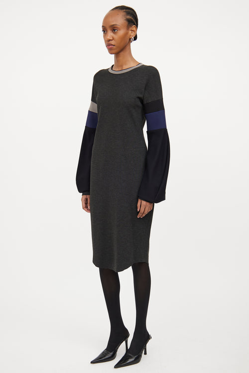 Dark Grey & Multicolour Panelled Dress