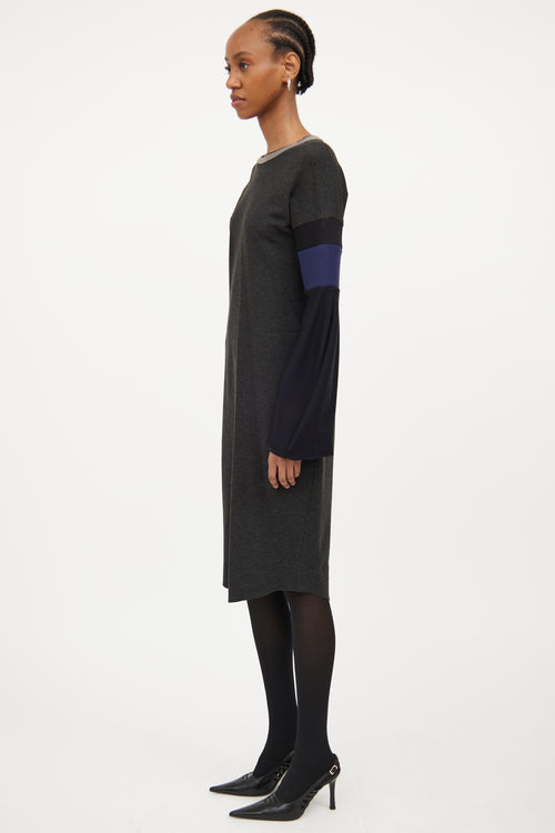 Dark Grey & Multicolour Panelled Dress