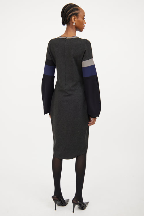 Dark Grey & Multicolour Panelled Dress