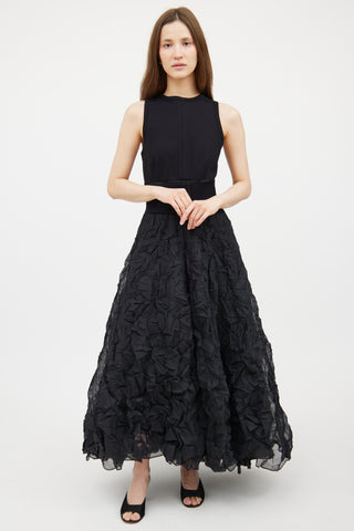 Black Crinkle Tulle Sleeveless Dress