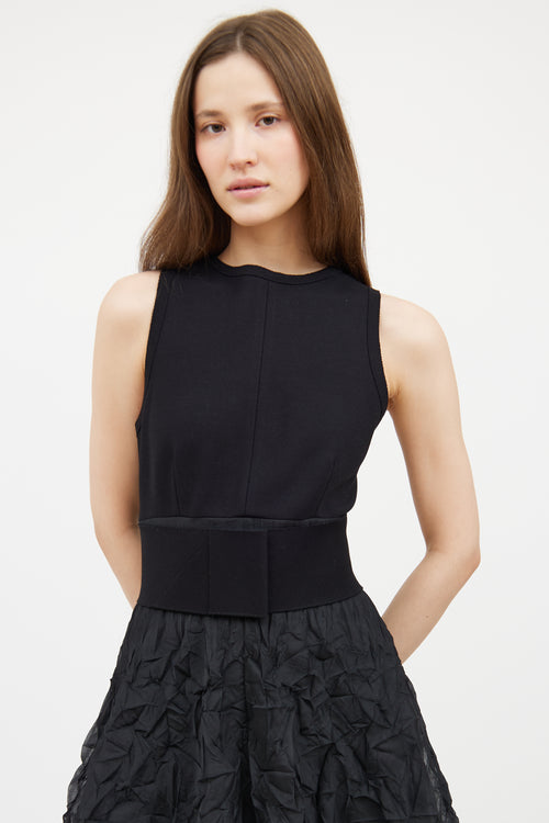 Black Crinkle Tulle Sleeveless Dress