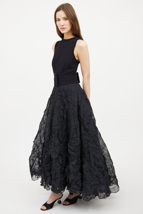 Black Crinkle Tulle Sleeveless Dress