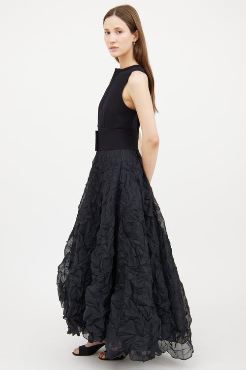 Black Crinkle Tulle Sleeveless Dress