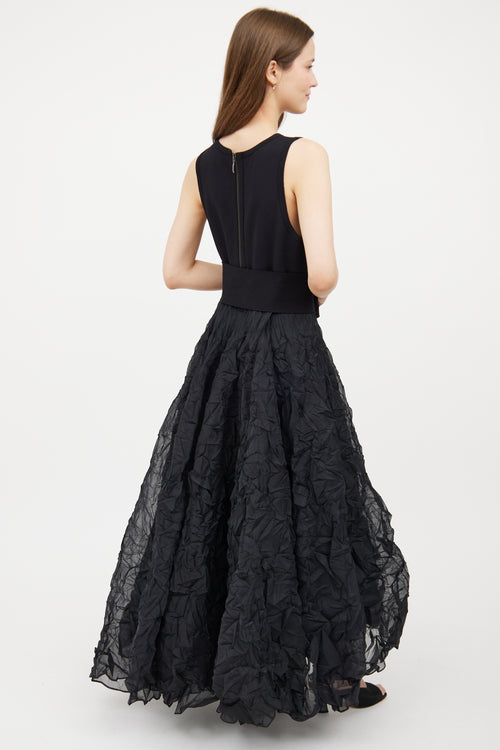 Black Crinkle Tulle Sleeveless Dress