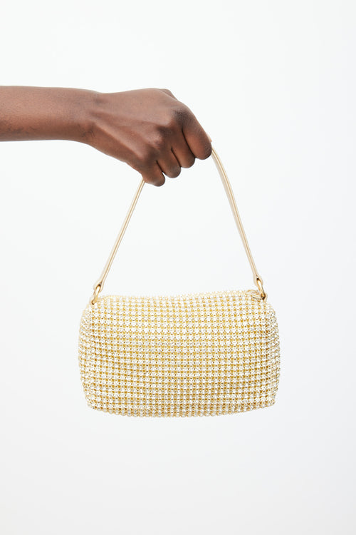 Marina Fossati Gold Leather Crystal Bag