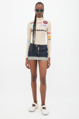 Marine Serre Beige & Multicolour Futurewear Logo Top