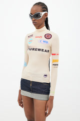 Marine Serre Beige & Multicolour Futurewear Logo Top