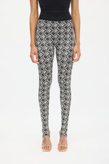 Marine Serre Black & Cream Monogram Stirrup Legging