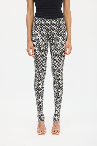 Marine Serre Black & Cream Monogram Stirrup Legging