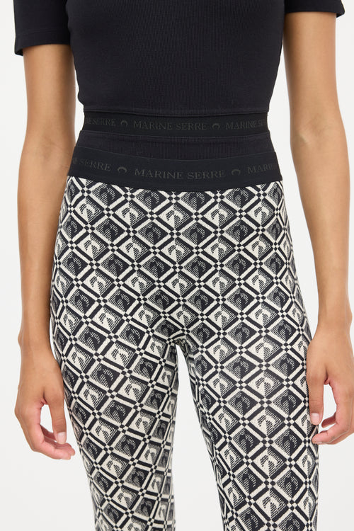 Marine Serre Black & Cream Monogram Stirrup Legging