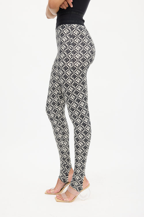 Marine Serre Black & Cream Monogram Stirrup Legging