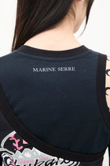 Marine Serre Black & Multicolour Regenerated Graphic Midi Dress