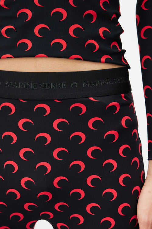 Marine Serre Black & Red Moon Stirrup Legging