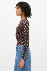 Marine Serre Brown & Beige Second Skin Moon Top
