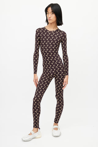 Marine Serre Brown & Cream Moon Jumpsuit